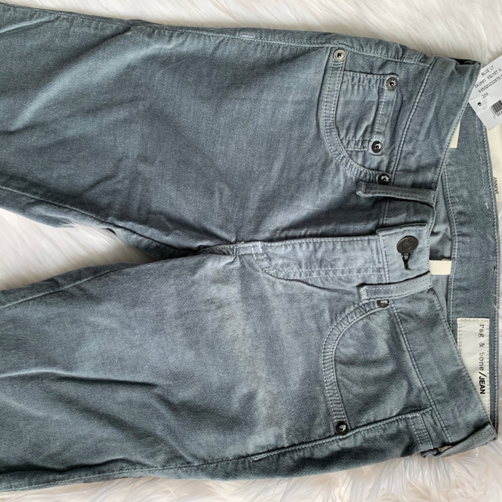 Rag and Bone Blue Skinny Velvet Jean